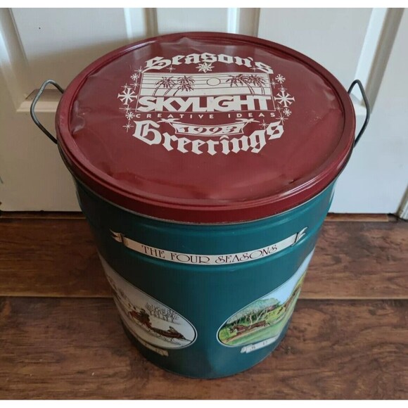 Vintage 1993 Christmas Tin Four Seasons Made Baltimore MD Skylight Creative Idea - Picture 2 of 15